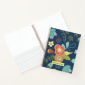 Farbige Blumenmuster Dunkelblau Personalisiert Notizblock (Innenseite)