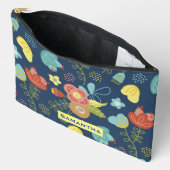 Farbige Blumenmuster Dunkelblau Personalisiert Zubehörtasche (Offen)