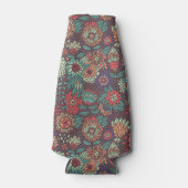 Farbige Blumenmuster im Cartoon-Stil Flaschenkühler (Vorderseite)