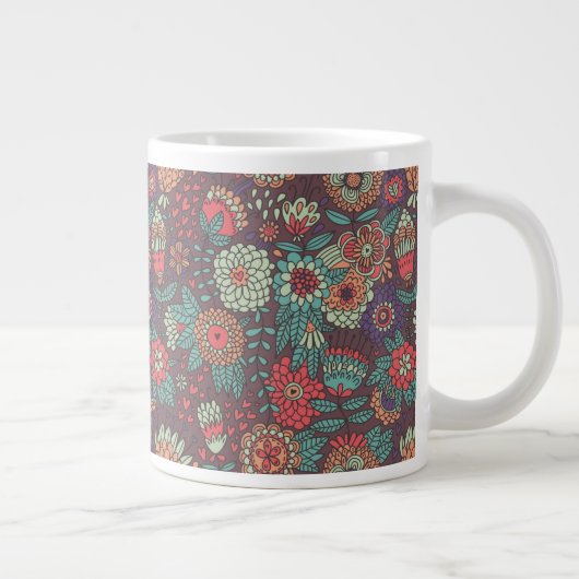 Farbige Blumenmuster im Stil des Cartoon Jumbo-Tasse (Rechts)