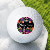 Farbige Blumenmuster-Individuelle Name-Monogramm Golfball