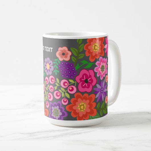 Farbige Blumenmuster-Individuelle Name-Monogramm Kaffeetasse (VorderseiteRechts)