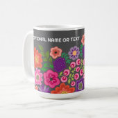 Farbige Blumenmuster-Individuelle Name-Monogramm Kaffeetasse (Vorderseite Links)