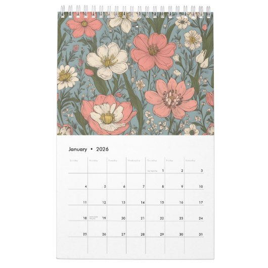 Farbige Blumenmuster Kalender (Jan 2026)