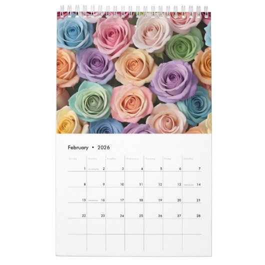 Farbige Blumenmuster Kalender (Feb 2026)