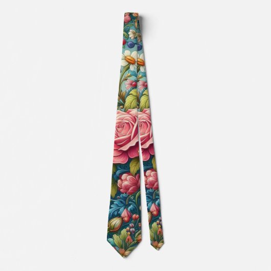 Farbige Blumenmuster mit Rose Krawatte (Vorderseite)