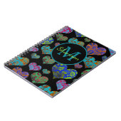 Farbige Blumenmuster Monogramm Notizblock (Linke Seite)