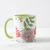 Farbige Blumenmuster Rot und Gelb auf Grün Tasse (Links)