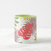 Farbige Blumenmuster Rot und Gelb auf Grün Tasse (Zentrum)