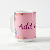 Farbige Blumenrahmen auf hellrosa Untergrund Kaffeetasse (Vorderseite Links)