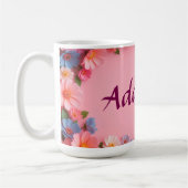 Farbige Blumenrahmen auf hellrosa Untergrund Kaffeetasse (Links)
