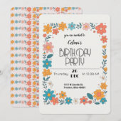 Farbige Blumenrahmen Einladung (Vorne/Hinten)