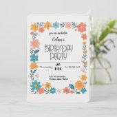 Farbige Blumenrahmen Einladung (Stehend Vorderseite)