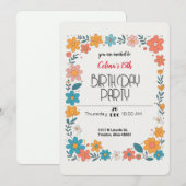 Farbige Blumenrahmen Einladung (Vorne/Hinten)