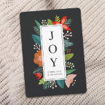 Farbige Blumenrahmen | Freude | Urlaub Feiertagskarte<br><div class="desc">Diese stilvolle Urlaubskarte mit einem gerahmten Blumengruß auf der Vorderseite (der lautet "JOY" und Ihr Name) und einer individuellen Farbwiedergabe,  einschließlich Vorlagen für eine persönliche Nachricht. Alle Kunstwerke,  die exklusiv von Orabella Prints kreiert wurden - Sie werden dieses Design nirgendwo anders finden! :</div>