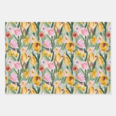 Farbige Blumenspalte und Sonnenblumen Geschenkpapier Set (Vorderseite)