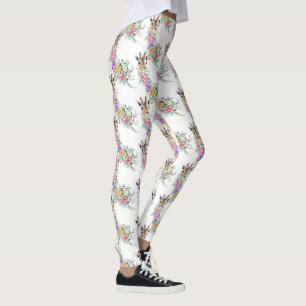Farbige Blumenstrauß-Giraffen - Zeichnung Modern Leggings