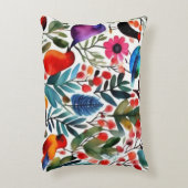 Farbige Blumenvögel Dekokissen (Vorderseite(Vertikal))