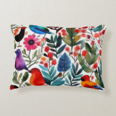 Farbige Blumenvögel Dekokissen (Rückseite)