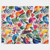 Farbige Blumenvögel Fleecedecke (Vorderseite (Horizontal))