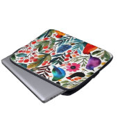 Farbige Blumenvögel Laptopschutzhülle (Vorne Knopf)