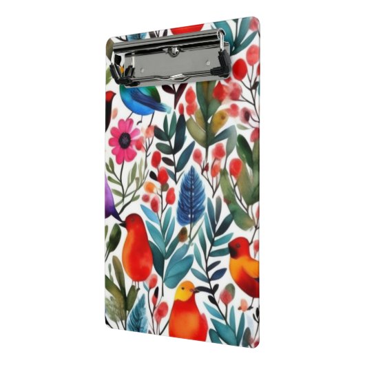Farbige Blumenvögel Mini Klemmbrett (Gewinkelt2)