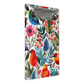 Farbige Blumenvögel Mini Klemmbrett (Schrägansicht)