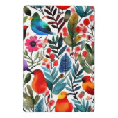 Farbige Blumenvögel Mini Klemmbrett (Rückseite)