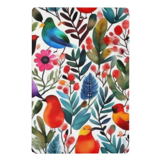 Farbige Blumenvögel Mini Klemmbrett (Rückseite)