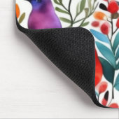Farbige Blumenvögel Mousepad (Ecke)
