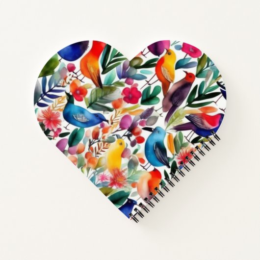 Farbige Blumenvögel Notizblock (Rückseite)