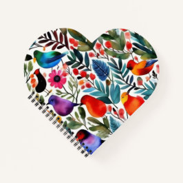 Farbige Blumenvögel Notizblock