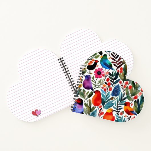 Farbige Blumenvögel Notizblock (Innenseite)