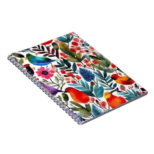 Farbige Blumenvögel Notizblock (Rechte Seite)