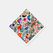 Farbige Blumenvögel Serviette (Ecke)