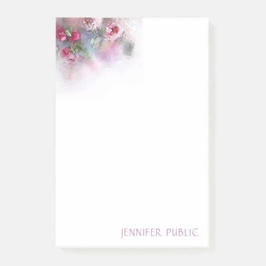 Farbige Blumenvorlage Rose Post-it Klebezettel (Vorderseite)