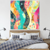 Farbige Blumenwelle Leinwanddruck (Insitu (Schlafzimmer))