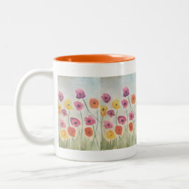 Farbige Blüten Deluxe-Tasse Zweifarbige Tasse