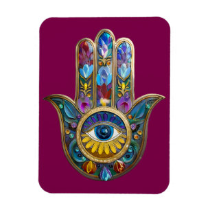 Farbige Blütenblätter Hamsa Saphir Drittes Auge Magnet