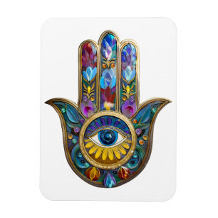 Farbige Blütenblätter Hamsa Saphir Drittes Auge Magnet