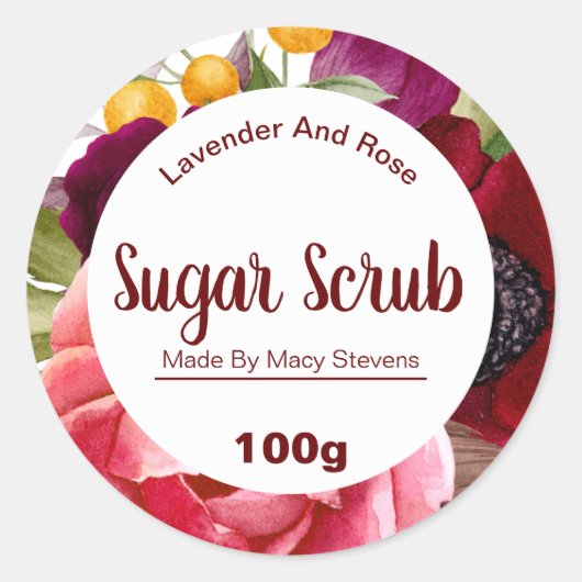 Farbige Blütenblätterung Zucker-Körperfett-Etikett Runder Aufkleber (Vorderseite)