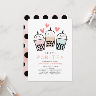 Farbige Boba-Blasentee-Pärty Mädchen Geburtstag Einladung