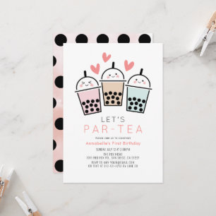 Farbige Boba-Blasentee-Partygirl 1. Geburtstag Einladung