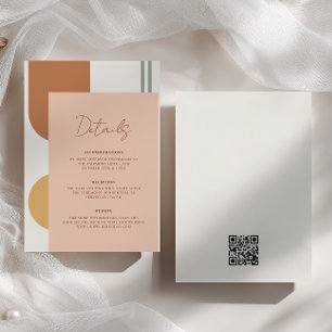 Farbige Bögen Boho-Hochzeitsdetails QR-Code Begleitkarte