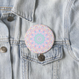 Farbige Bohemian Trippy Helle Pastell-Mandala Button
