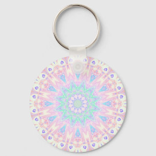 Farbige Bohemian Trippy Helle Pastell-Mandala Schlüsselanhänger