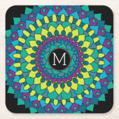 Farbige Bohemische Blume mit benutzerdefiniertem M Rechteckiger Pappuntersetzer (Vorderseite)