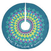 Farbige Bohemische Blume mit Blau und Grün Polyester Weihnachtsbaumdecke (Vorderseite)