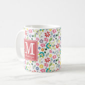 Farbige Bohemische Frühlingsblumen Korallenblumen  Kaffeetasse (Vorderseite Links)