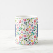 Farbige Bohemische Frühlingsblumen Monogramm Kaffeetasse (Mittel)